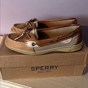 Sperry Brown and Tan Slip-On Casual Boat Shoes Size 6 Top-sider Angelfish